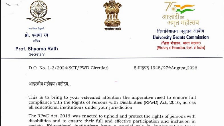 UGC Mandates Disability Act Compliance By September 30