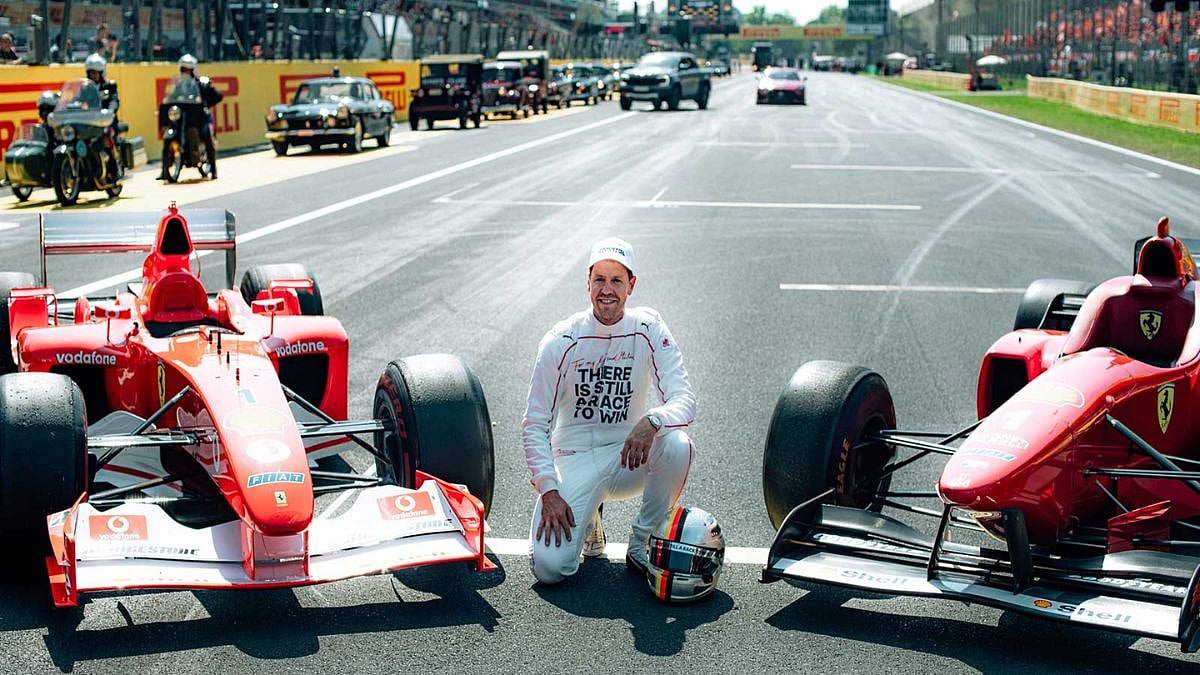 Vettel Drives Schumacher's Ferrari F2002 at Monza
