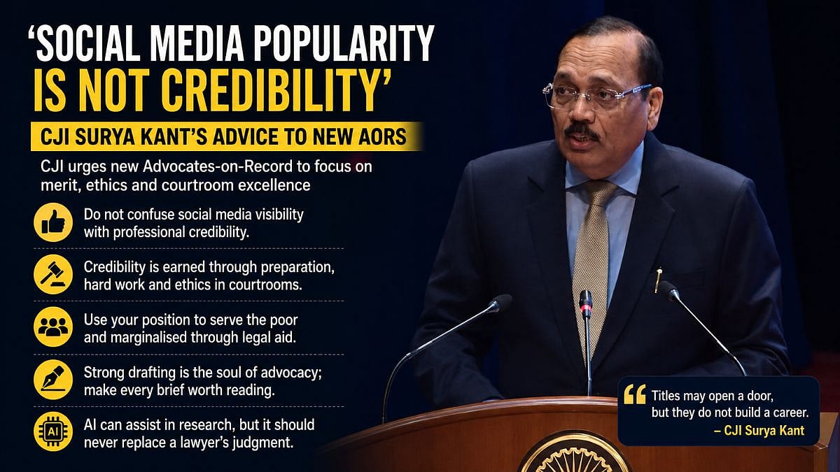 CJI Surya Kant Urges New AoRs To Prioritise Merit Over Social Media