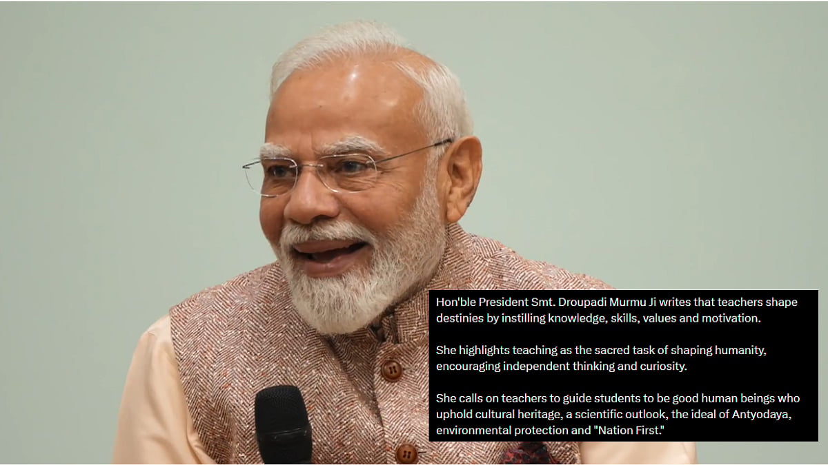PM Modi Highlights President Murmu's Teachers' Day Message