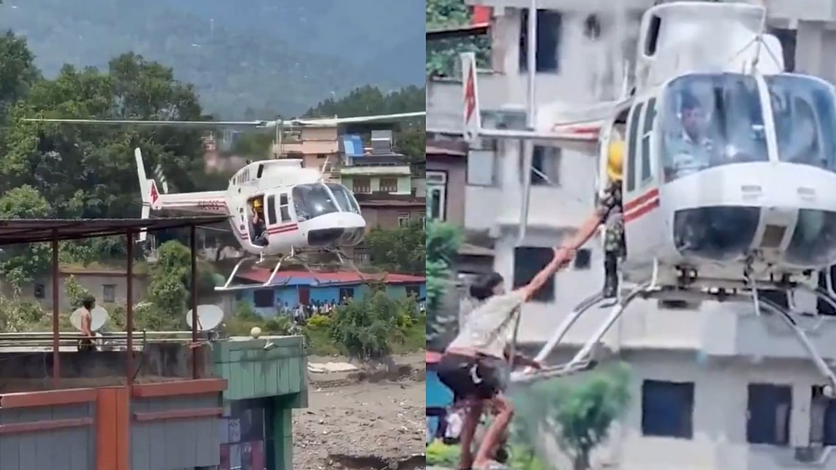 Nepal Army Rescues Man Trapped On Rooftop Amid Flash Floods