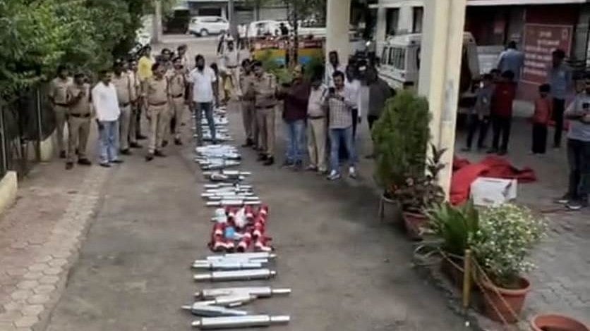 Indore Police Destroy 101 Modified Bike Silencers