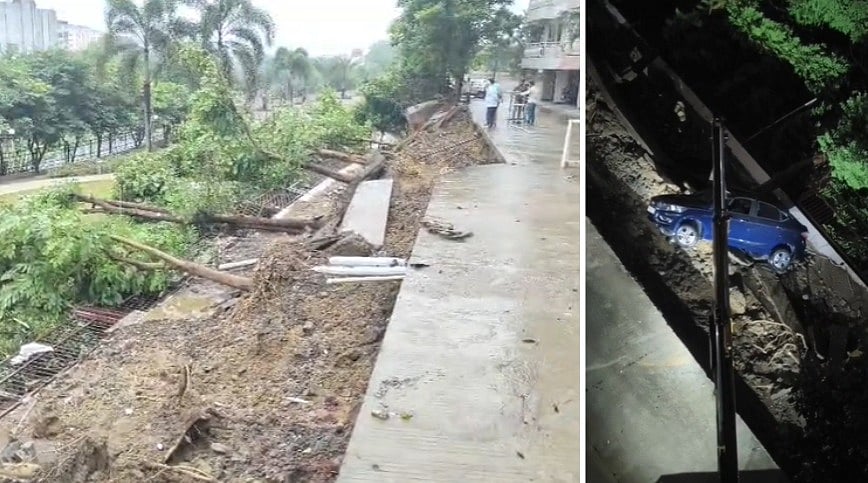 Ground Collapses Outside Bhopal Residential Building