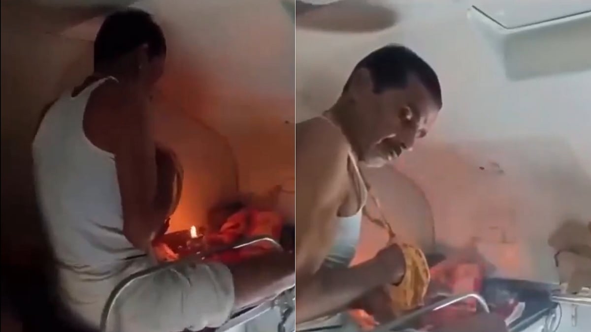 Passenger Performs Puja on AC Train Berth Despite Fire Hazard