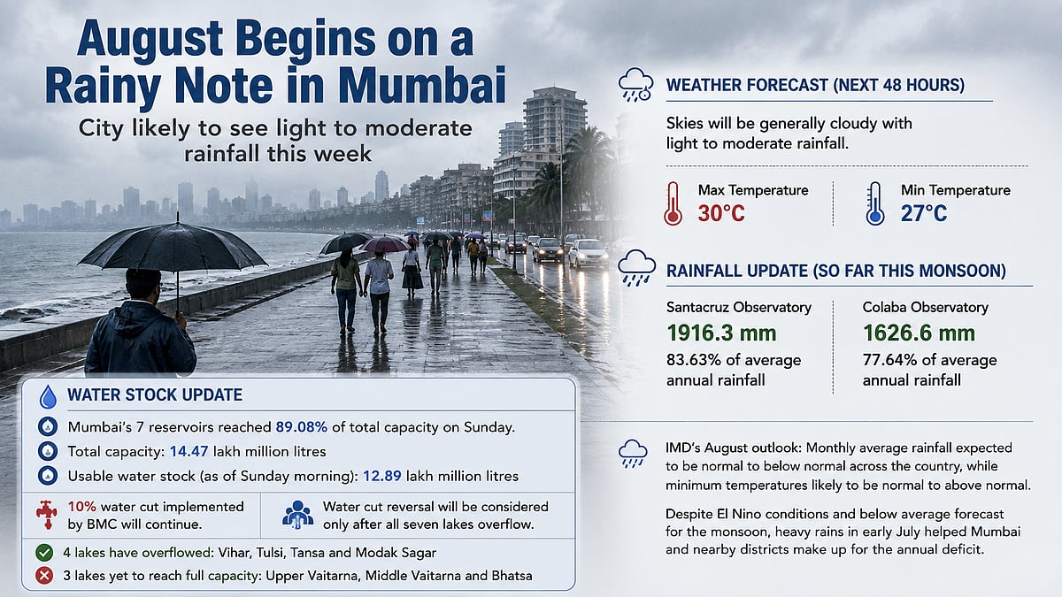 Mumbai Expects Light Rain This Week, Lake Levels At 89% Capacity