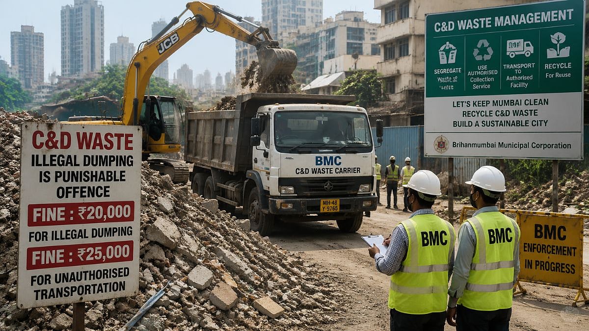 BMC Collects 1.03 Lakh MT C&D Waste, Recovers ₹23.1 Lakh In Fines