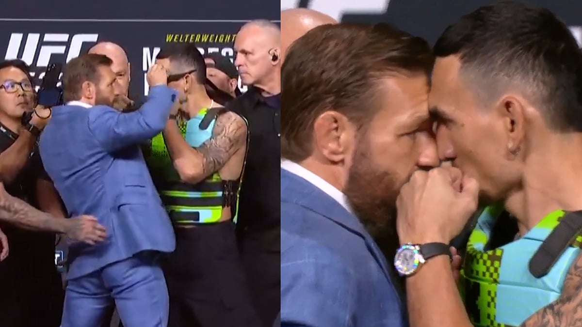 McGregor Smashes Holloway's Glasses in Fiery Staredown