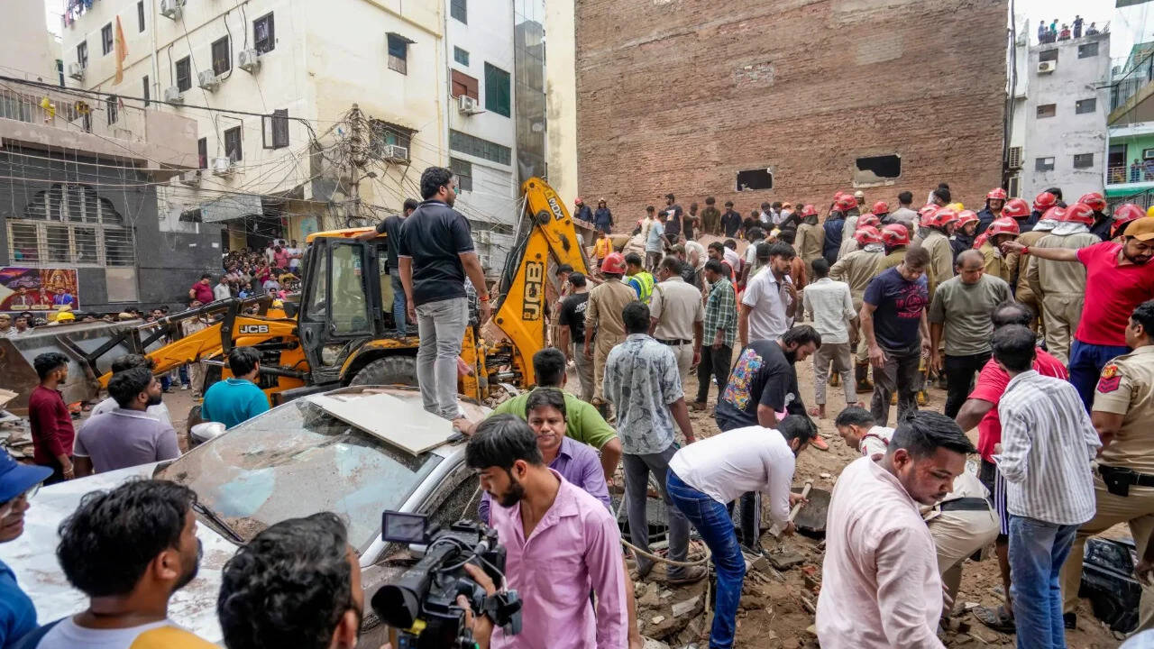 Satya Niketan Building Collapses After 40 Years