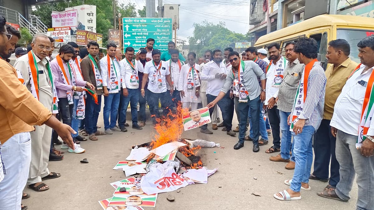 NCP Workers Burn Sapkal's Effigy Over Remarks Against Sunetra Pawar