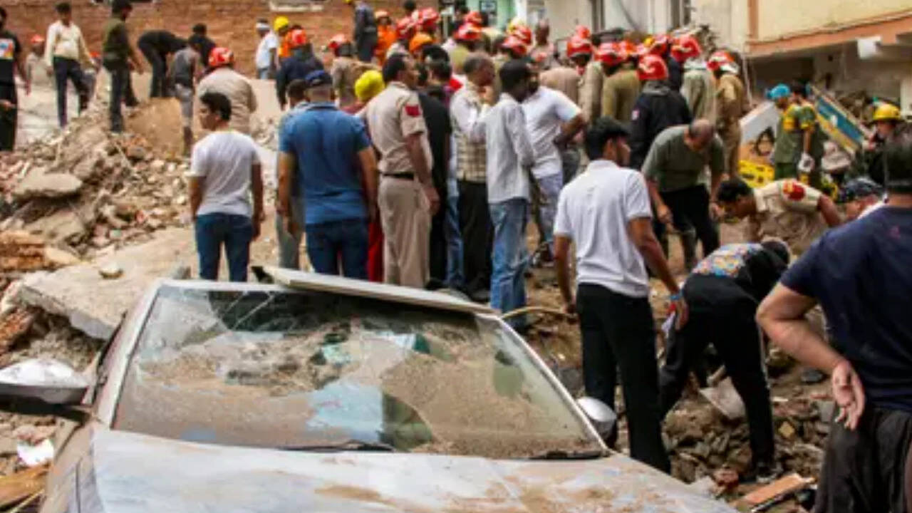Satya Niketan Building Collapses After 40 Years