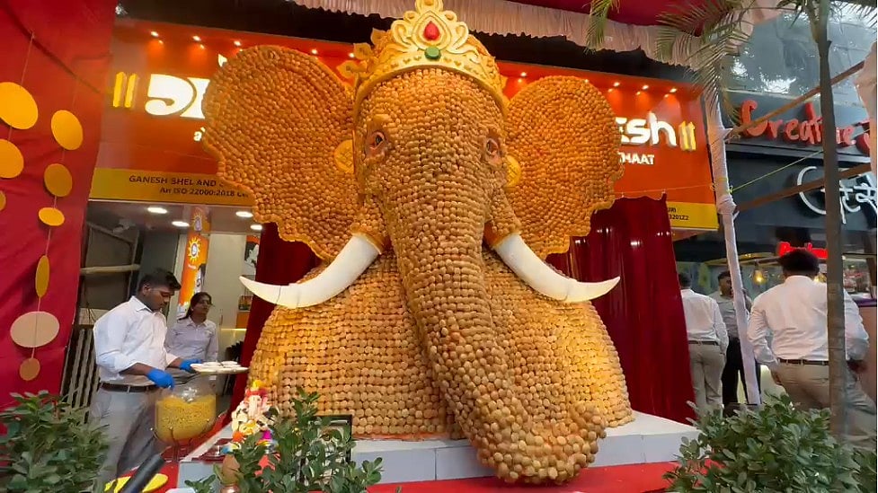 Pune Unveils 13-Foot Ganpati Made From 21,000 Pani Puri Shells
