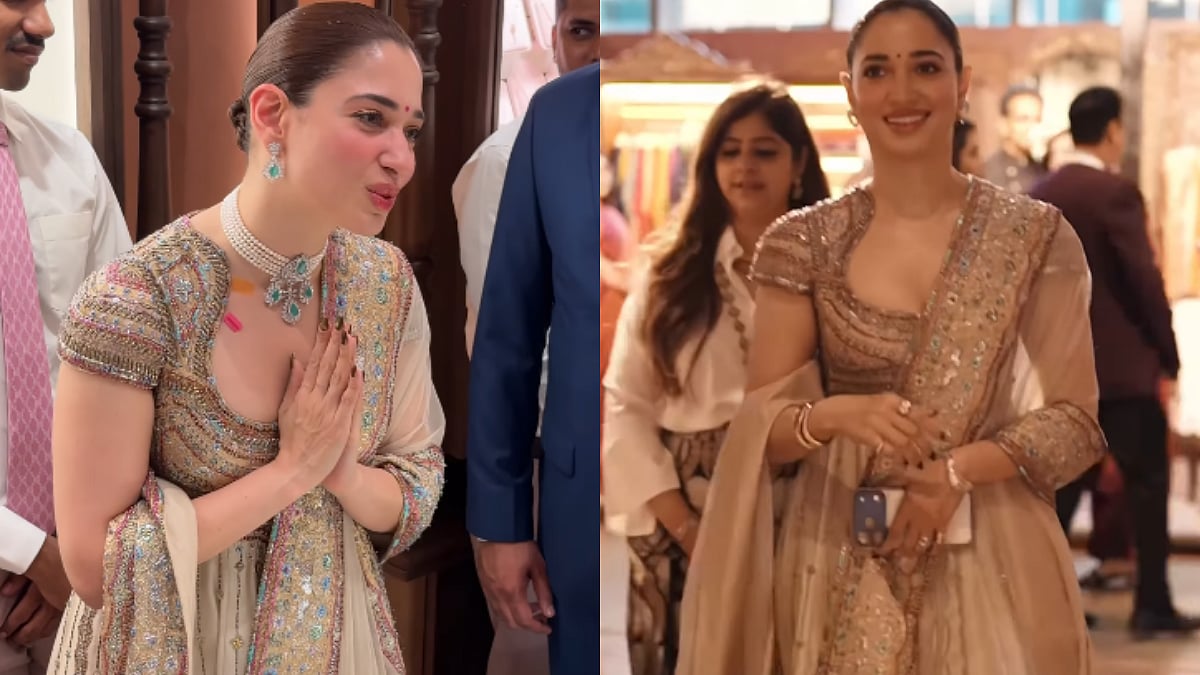Tamannaah Bhatia Stuns In Beige-Gold Anarkali