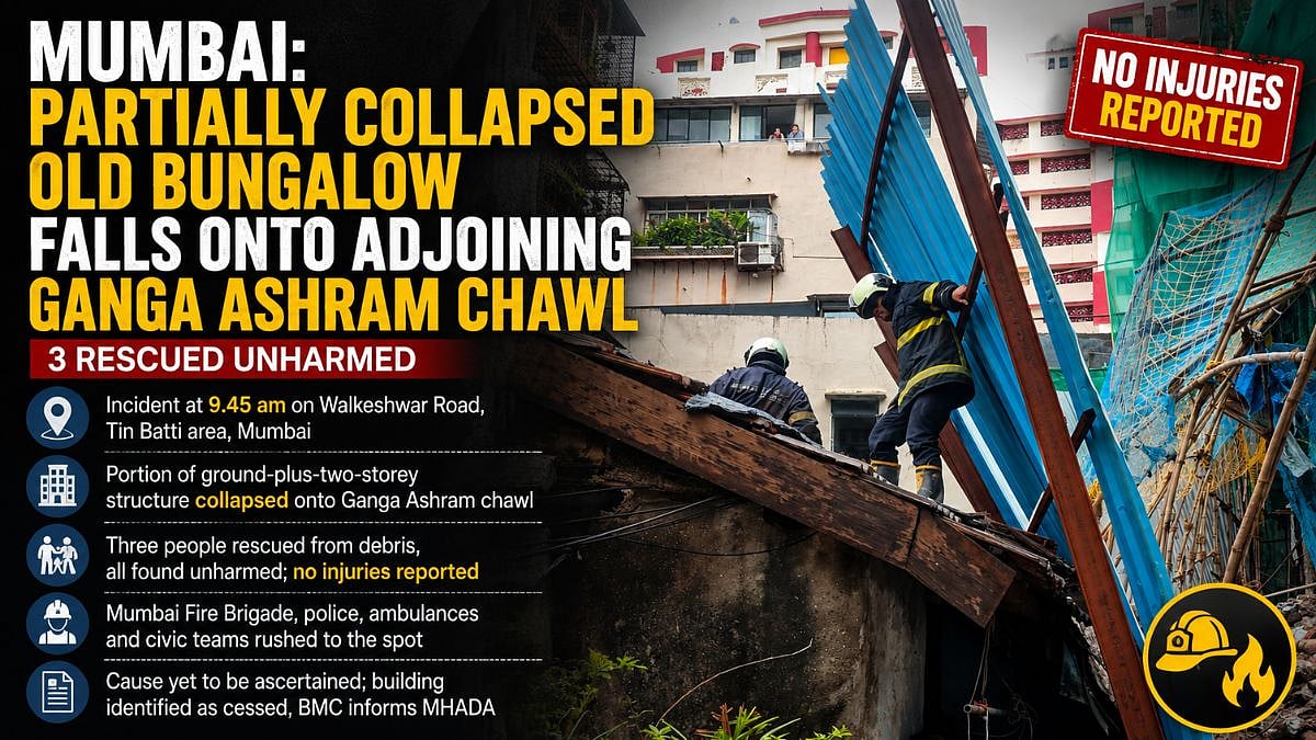 Walkeshwar Bungalow Collapse: 3 Rescued Unharmed