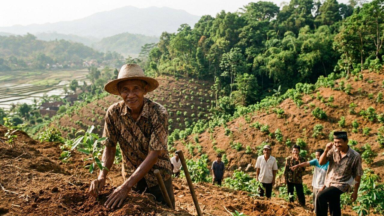 Indonesian Man Plants 11,000 Trees in 1996