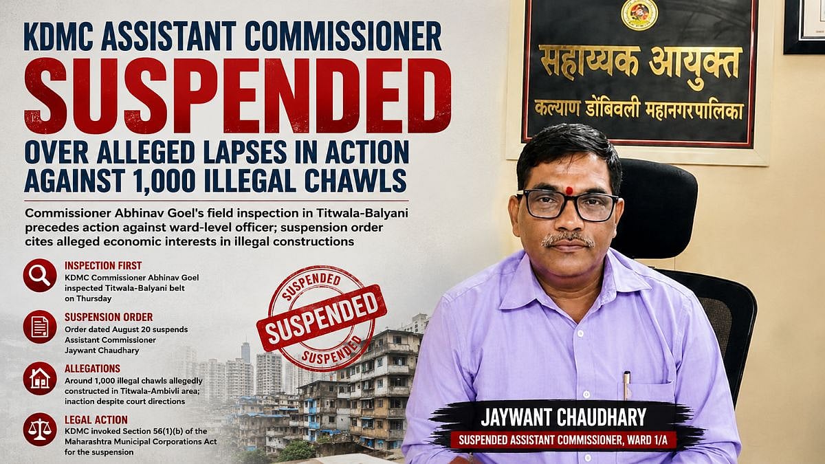 KDMC Suspends Assistant Commissioner Over 1,000 Illegal Chawls