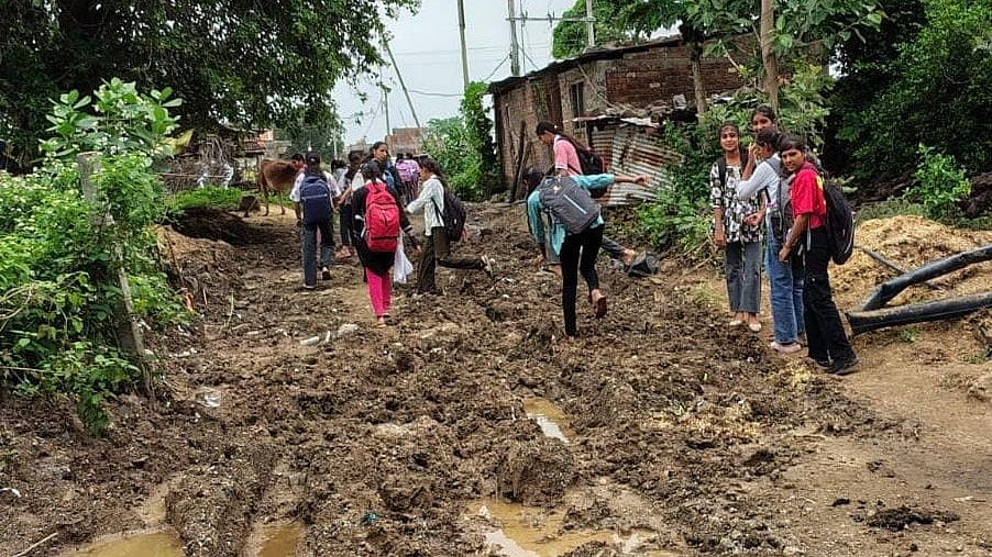 Narayana Students Face Daily Struggles Due To Damaged Road