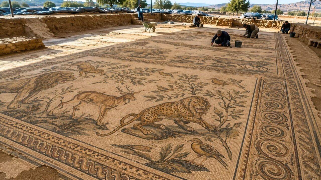 Farmer Uncovers 1,700-Year-Old Roman Mosaic
