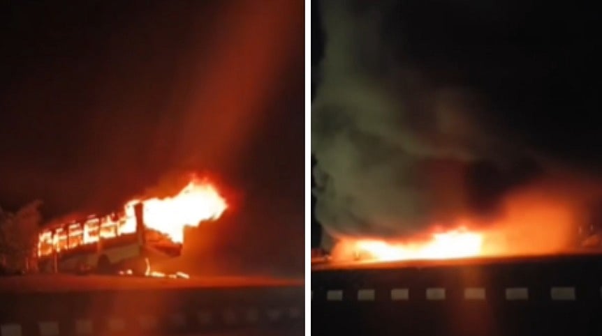 Bus Catches Fire After Killing Cows In MP's Ujjain