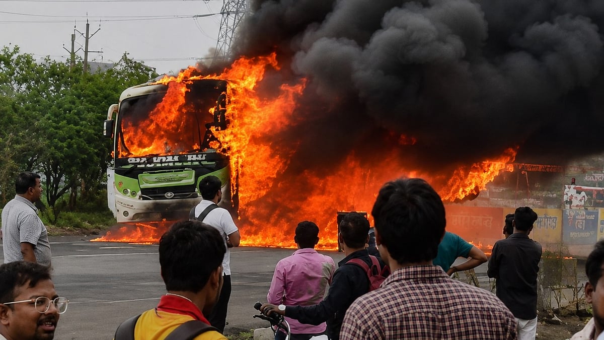Sleeper Bus Catches Fire Near Indore