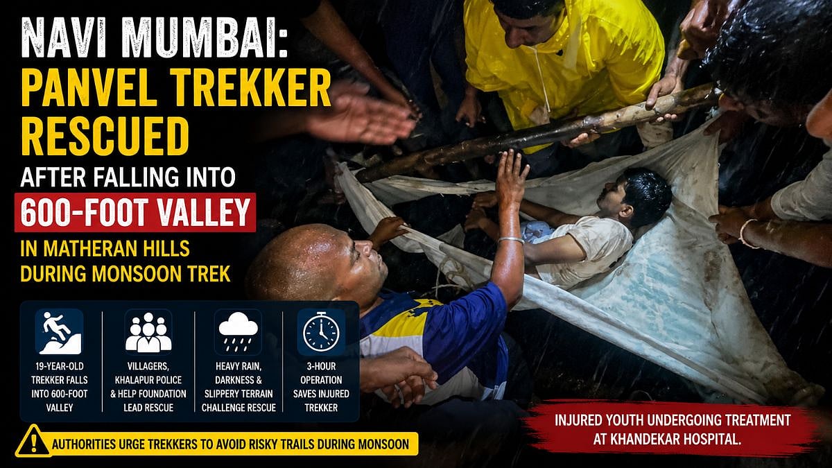 Panvel Trekker Rescued After 600-Foot Fall In Matheran Hills