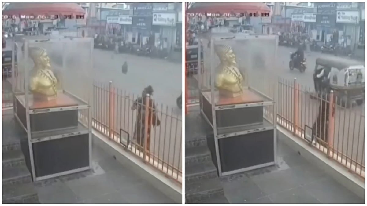 Woman Throws Chappal At Shivaji Maharaj Statue In Pune