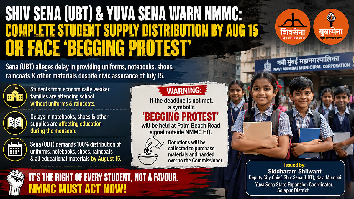Shiv Sena Warns NMMC Of Protest Over School Kit Delay