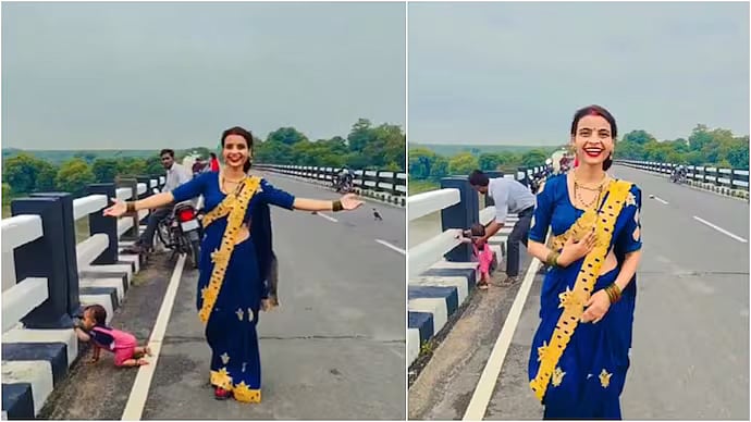 Baby Crawls Near Bridge Edge as Mother Records Video