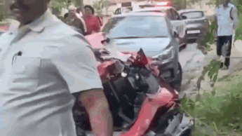 Ferrari Crashes into Apartment Gate in Hyderabad