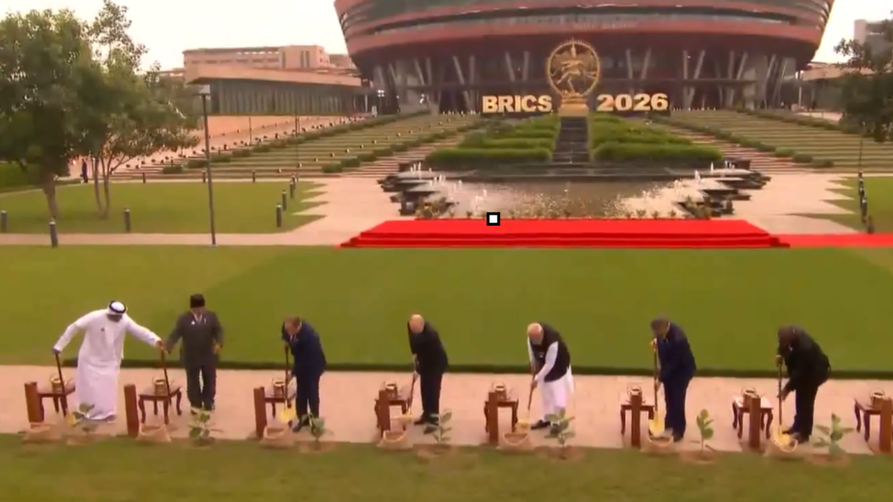 PM Modi, BRICS Leaders Plant Trees at Bharat Mandapam