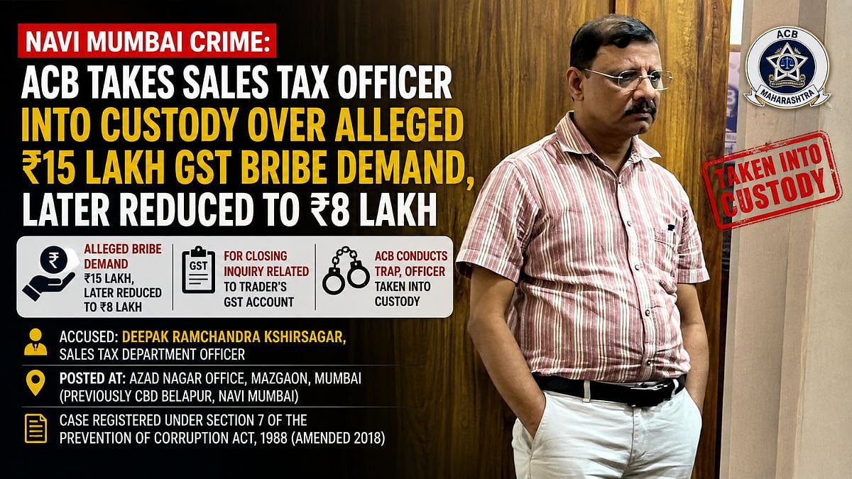 Navi Mumbai Sales Tax Officer Arrested for ₹8 Lakh GST Bribe