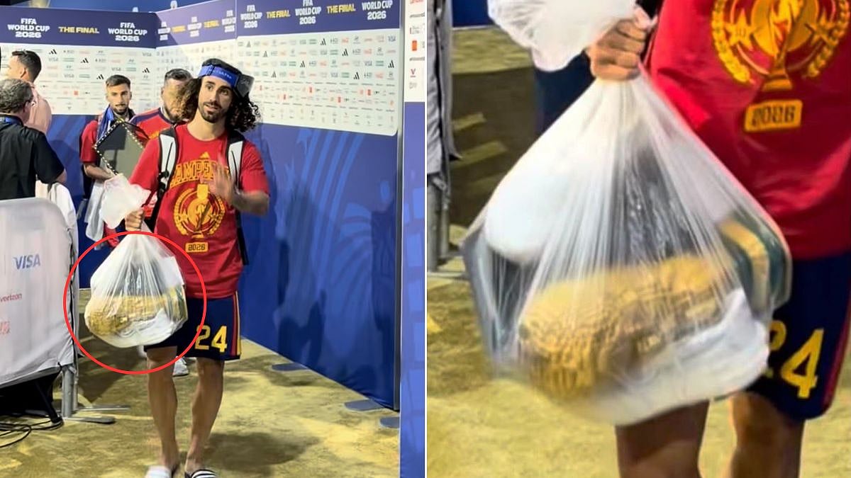 Cucurella Carries LEGO World Cup Trophy in Garbage Bag