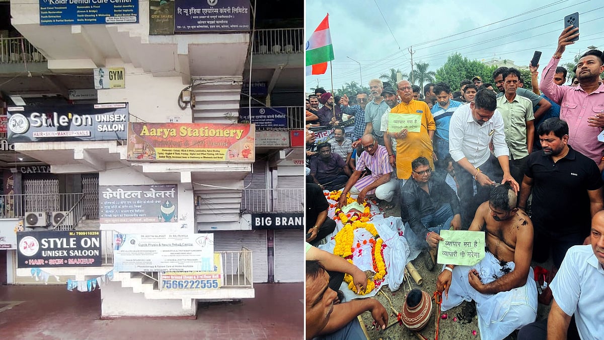 Bhopal Traders Shut Down Kolar, Stage Mock Funeral Against BMC