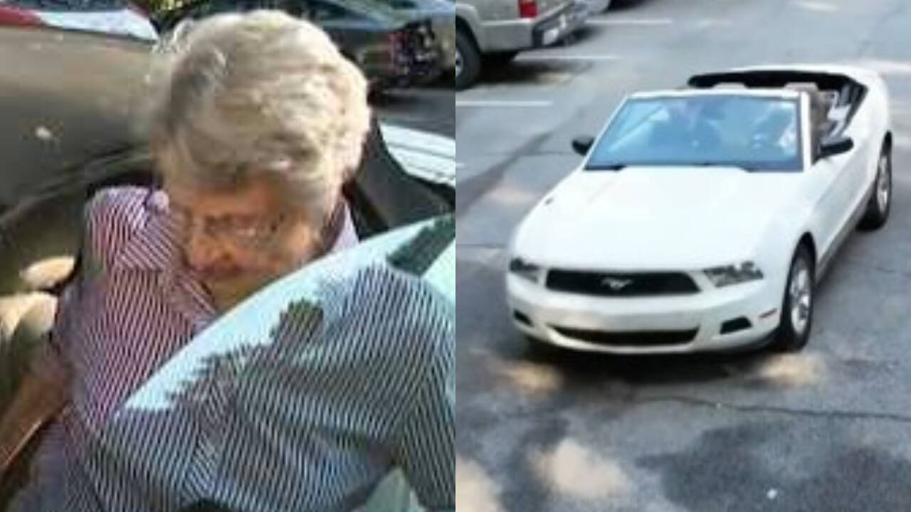 100-year-old Barbara Haig Drives Mustang