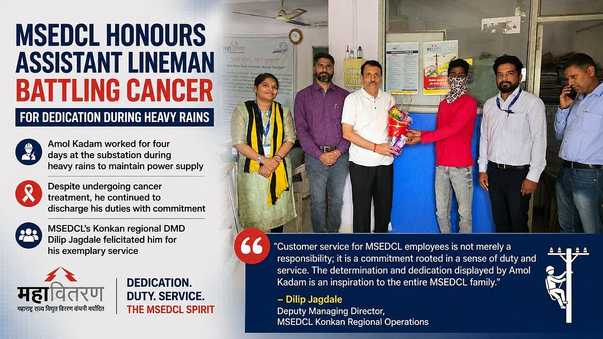 MSEDCL Honours Khalapur Lineman Amol Kadam For Dedication
