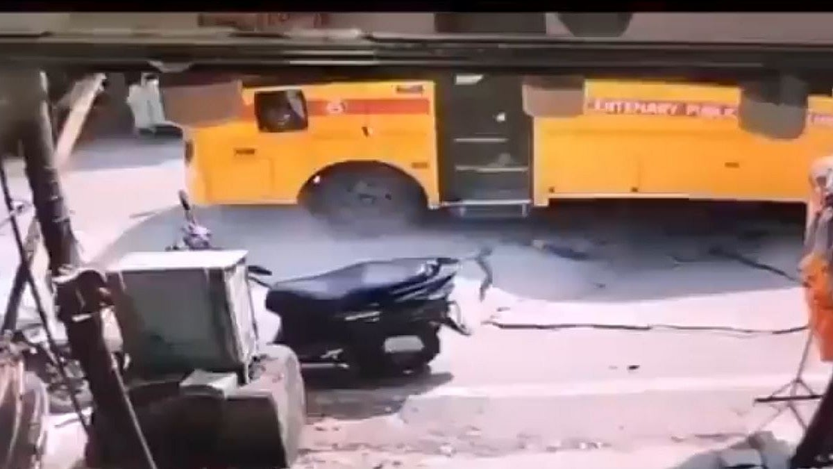 Haridwar Road Collapses Near School Bus