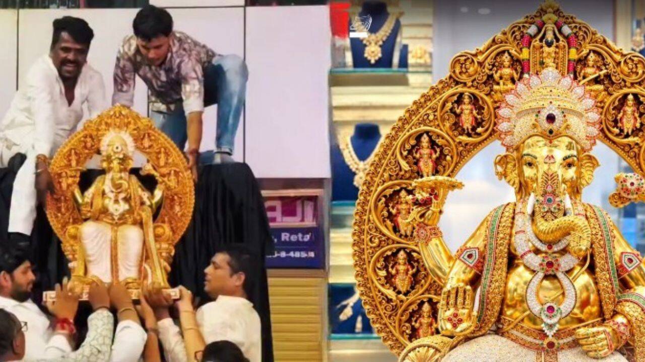 Hyderabad Ganpati Idol Covered in Gold, Diamonds