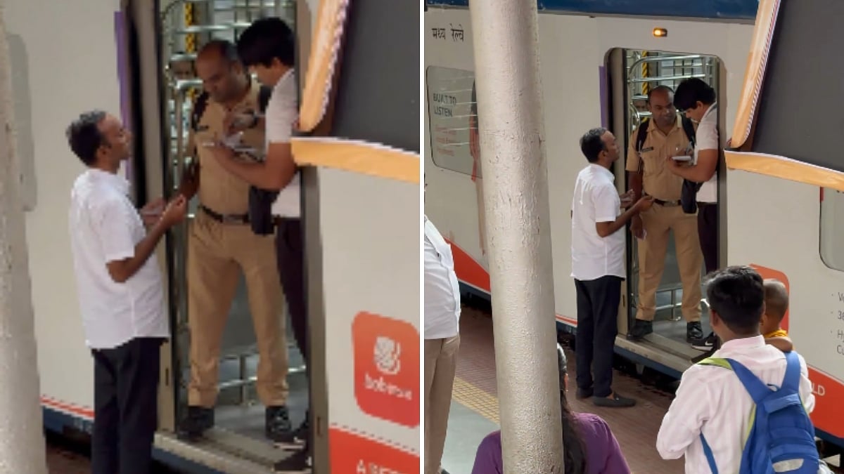 TC Blocks AC Local Train Door At Ghatkopar