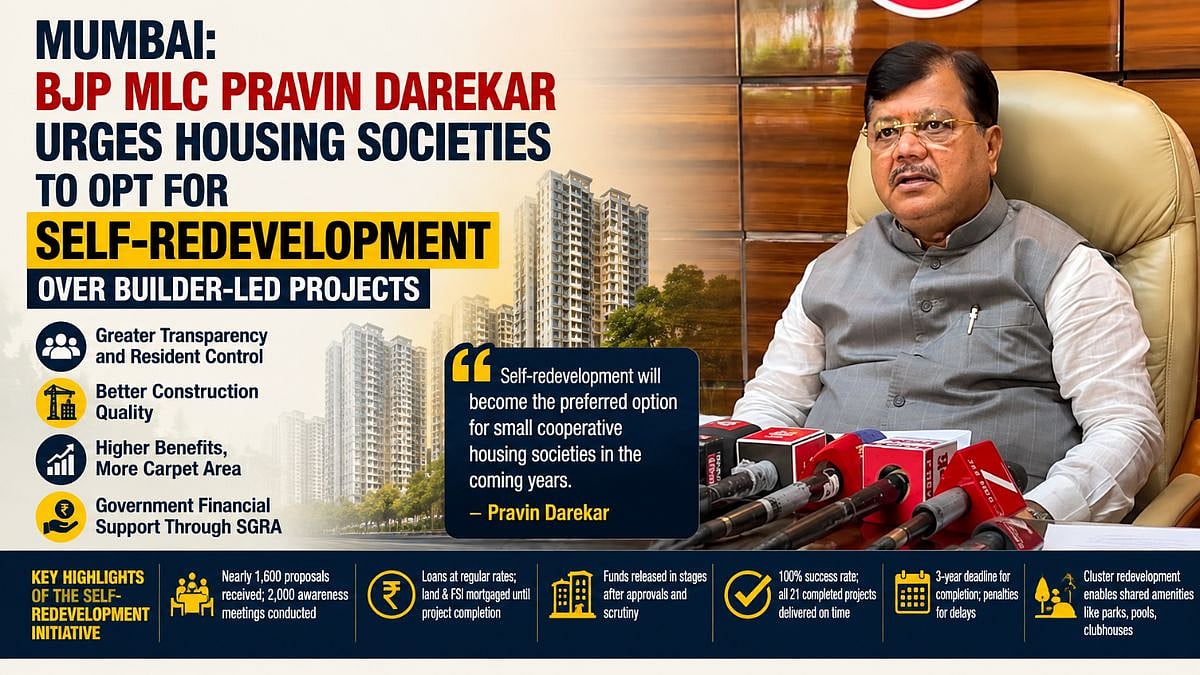 BJP MLC Pravin Darekar Promotes Self-Redevelopment in Mumbai