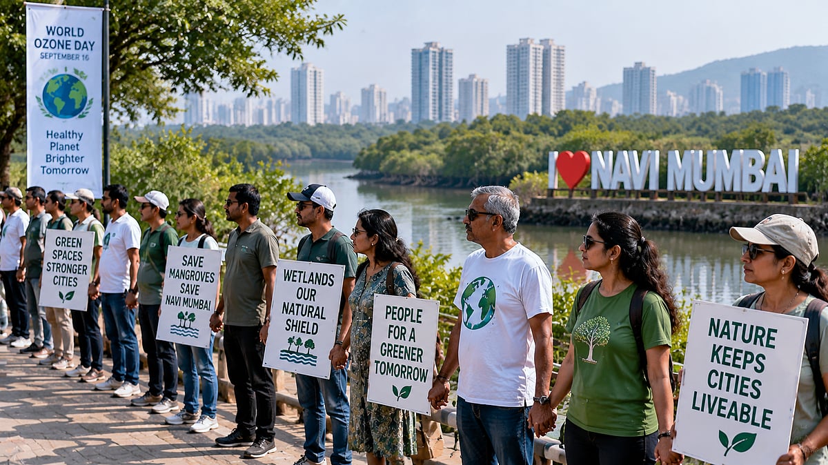 Navi Mumbai Citizens Form Human Chain To Save Green Spaces