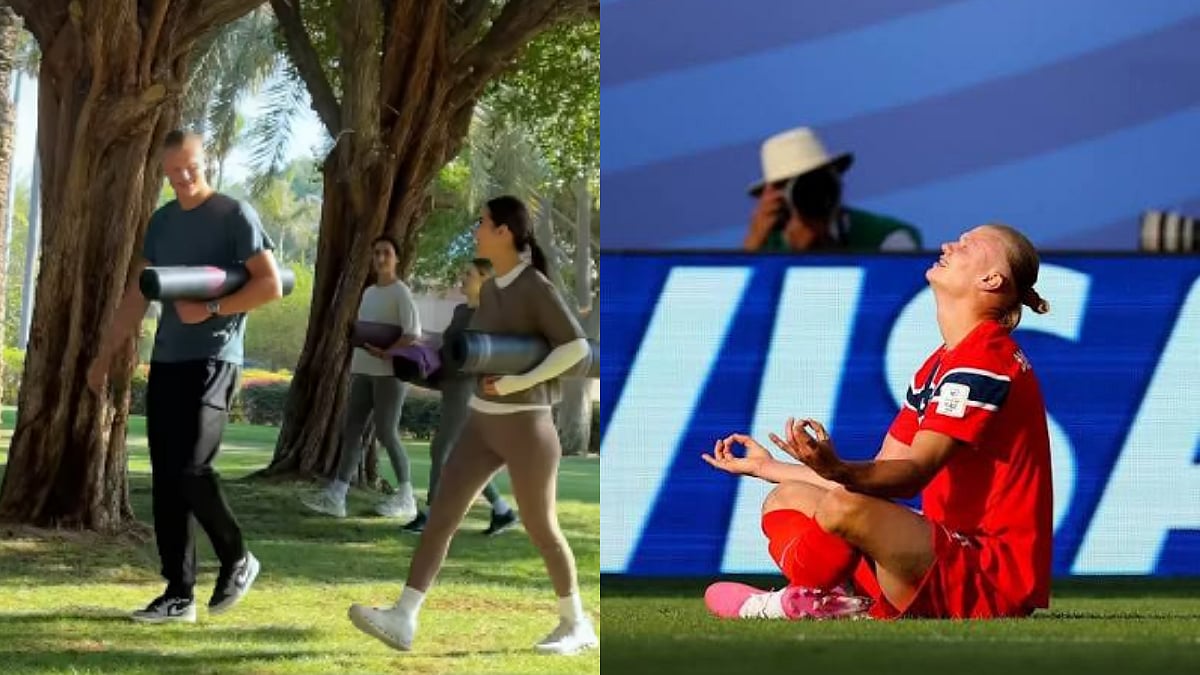 Erling Haaland Practices Yoga With Girlfriend