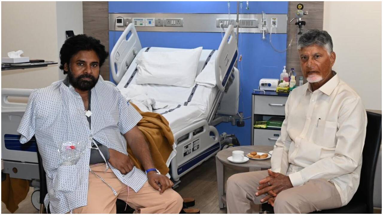 CM Naidu Visits Pawan Kalyan After Surgery