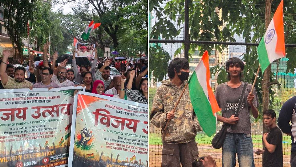 Mumbai Youth Celebrate Dharmendra Pradhan's Resignation