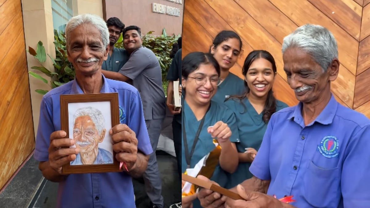 Kerala Dental Students Surprise Caretaker With Portrait